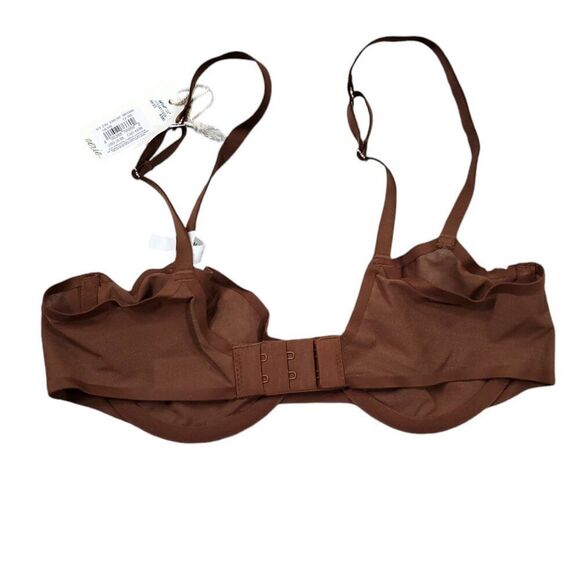 Aerie Smoothez Mesh Unlined Balconette Bra Brown Nude Size 34B Underwire - Picture 2 of 6
